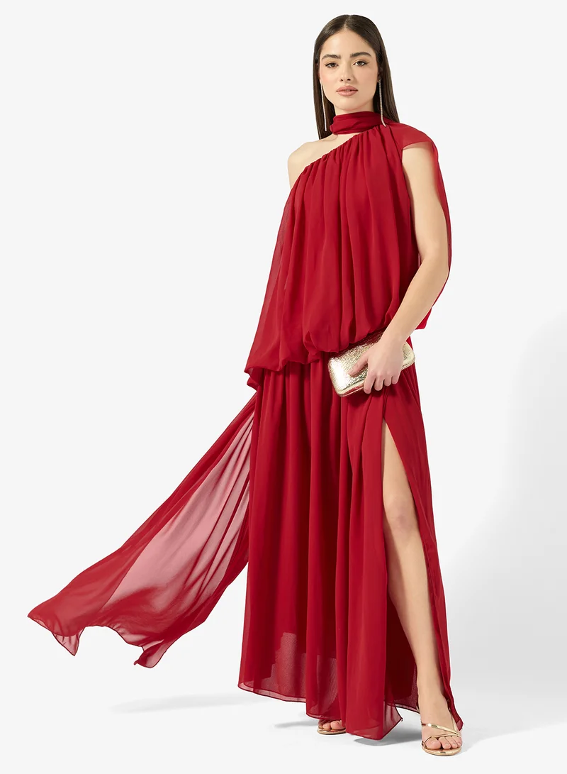 Ginger Boutique One Shoulder Gather Detail Draped Dress